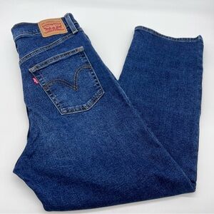 Levi's Women's Ribcage Straight Ankle Dark Wash High Rise Denim Jeans - Size 31